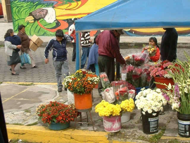 Flower stand near World Heritage site "Cementario Los Cipreses", Tulcan, Carchí, Ecuador.
